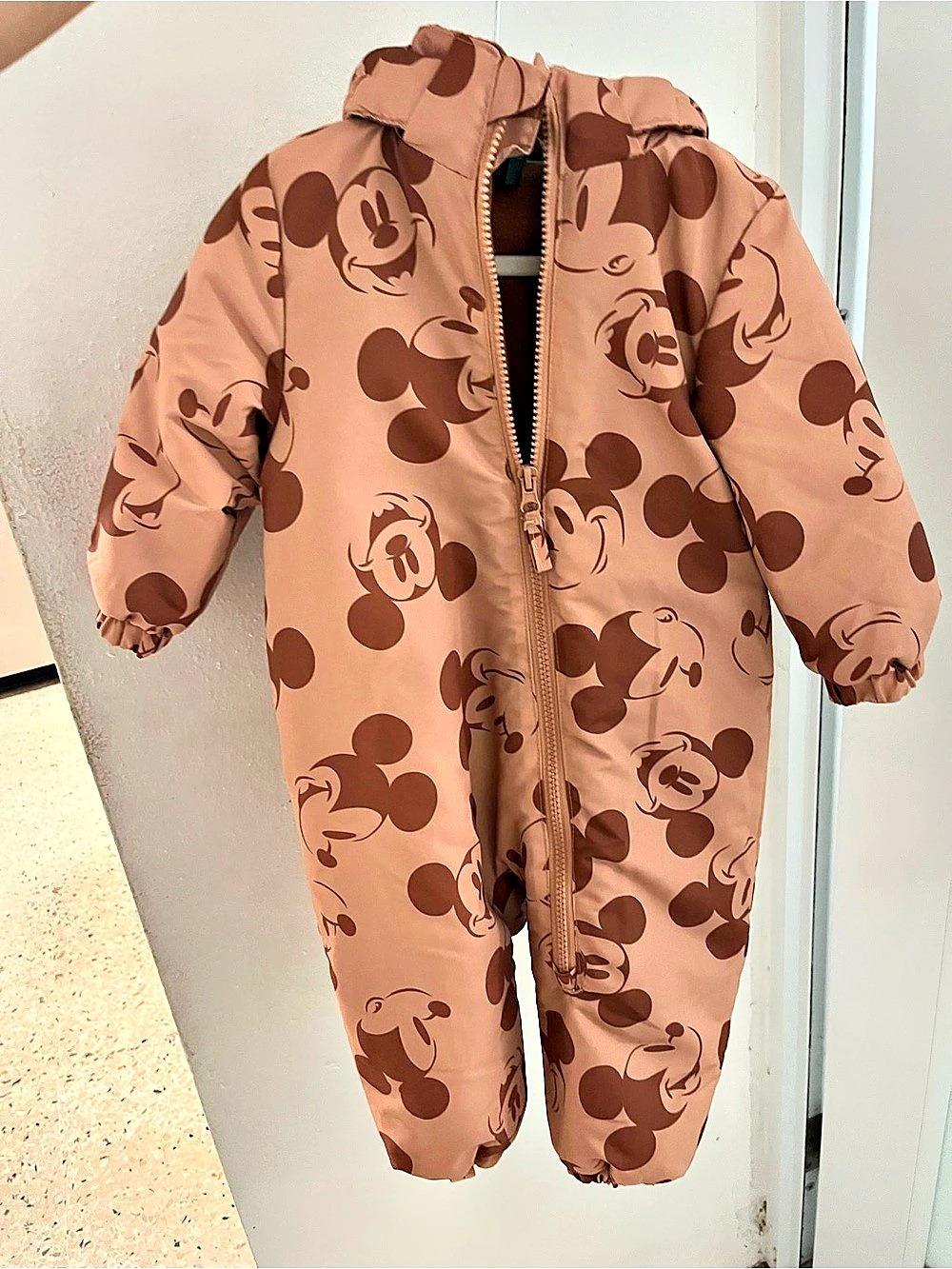 Disney Baby Mickey Mouse Hooded One-Piece Brown